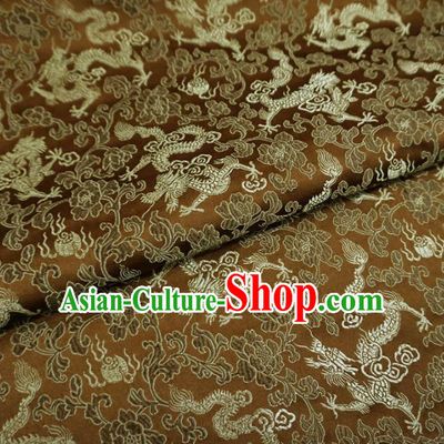 Chinese Traditional Palace Dragons Pattern Hanfu Brown Brocade Fabric Ancient Costume Tang Suit Cheongsam Material