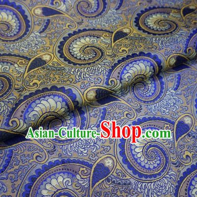 Chinese Traditional Palace Conch Pattern Hanfu Blue Brocade Fabric Ancient Costume Tang Suit Cheongsam Material