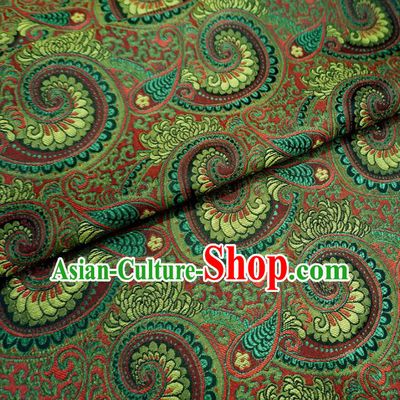 Chinese Traditional Palace Conch Pattern Hanfu Green Brocade Fabric Ancient Costume Tang Suit Cheongsam Material