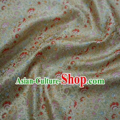Chinese Traditional Palace Pattern Hanfu Light Golden Brocade Fabric Ancient Costume Tang Suit Cheongsam Material