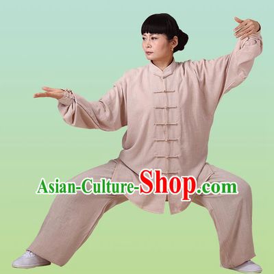 Top Grade Chinese Linen Kung Fu Costume, China Traditional Martial Arts Kung Fu Training Coffee Uniform Wushu Clothing for Adult