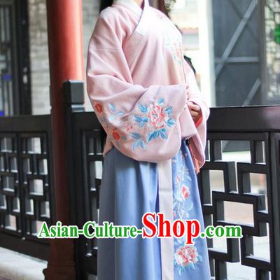 Traditional Chinese Ming Dynasty Palace Lady Ancient Princess Hanfu Embroidered Peony Costume for Women
