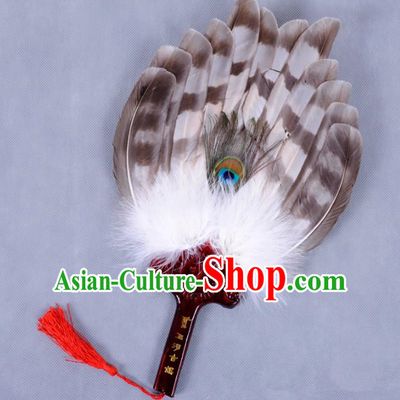 Traditional Chinese Crafts Folding Fan China Feather Fan Oriental Fan Zhuge Liang Fans