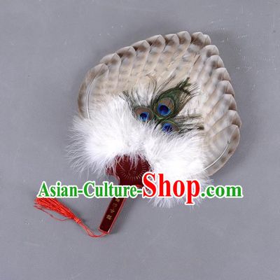 Traditional Chinese Crafts Folding Fan China Eagle Feather Little Fan Oriental Fan Zhuge Liang Fans