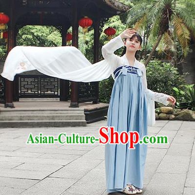 Traditional Chinese Ancient Tang Dynasty Palace Princess Hanfu Embroidered Costume for Women