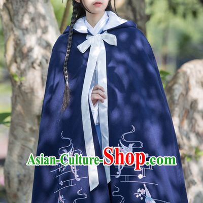 Ancient Chinese Style Embroidered Mantle Cape Hanfu Dress