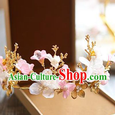 Chinese Traditional Bride Hair Jewelry Accessories Baroque Wedding Flowers Royal Crown for Women