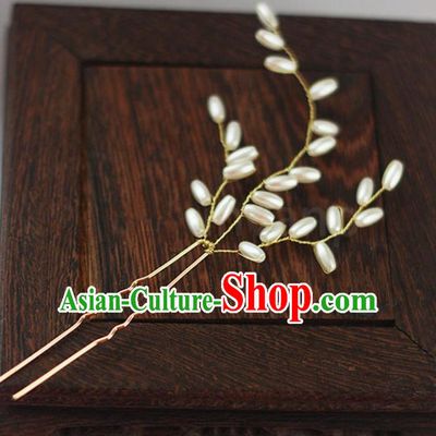 Chinese Traditional Bride Hair Jewelry Accessories Wedding Pearls Hairpins for Women