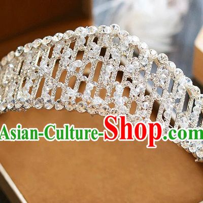 Chinese Traditional Bride Hair Jewelry Accessories Baroque Wedding Crystal Beads Royal Crown for Women