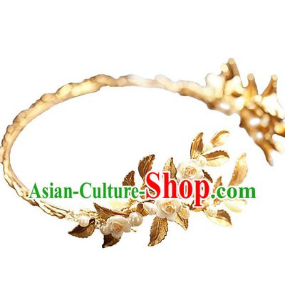 Chinese Traditional Bride Hair Jewelry Accessories Wedding Baroque Retro Golden Hair Clasp for Women