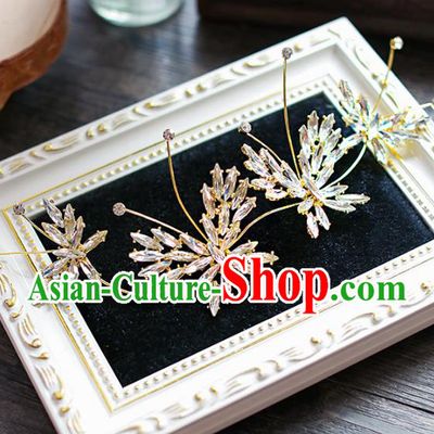 Chinese Traditional Bride Hair Jewelry Accessories Wedding Baroque Retro Crystal Hair Stick for Women