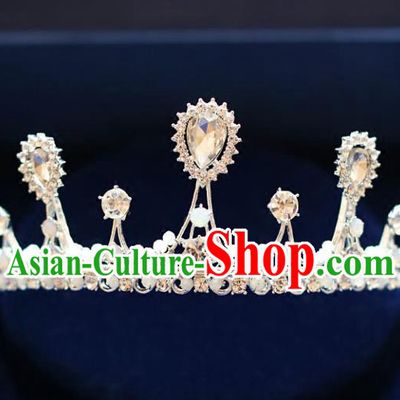 Chinese Traditional Bride Hair Accessories Baroque Queen Hair Clasp Wedding Crystal Royal Crown for Women