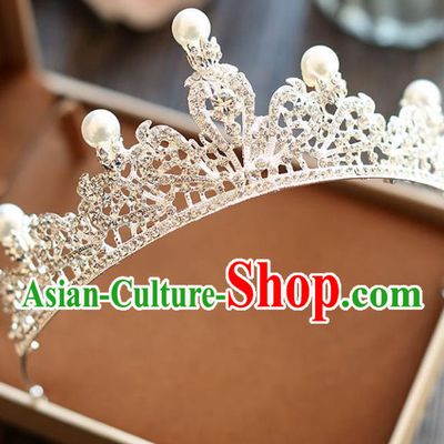 Chinese Traditional Hair Accessories Baroque Bride Wedding Princess Crystal Royal Crown for Women