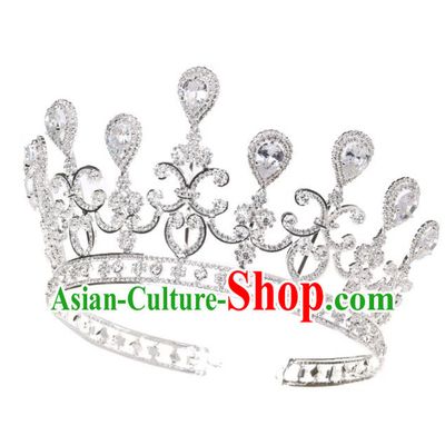 Chinese Traditional Hair Accessories Baroque Hair Clasp Wedding Bride Crystal Royal Crown for Women