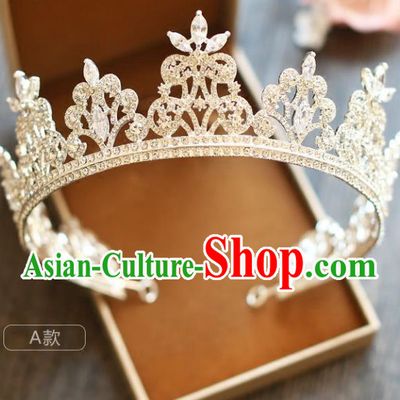 Chinese Traditional Wedding Hair Accessories Baroque Princess Hair Clasp Palace Bride Crystal Royal Crown for Women