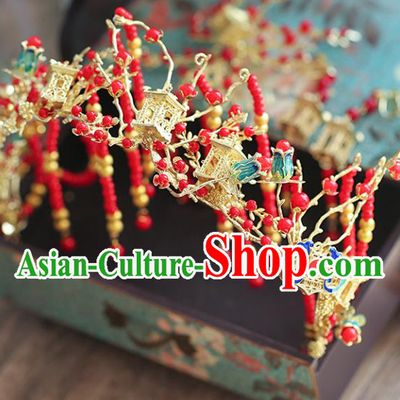 Chinese Traditional Bride Hair Accessories Xiuhe Suit Step Shake Wedding Hairpins Phoenix Coronet for Women