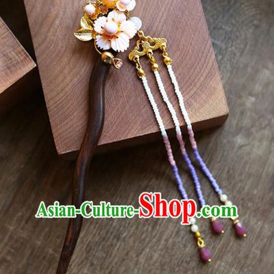 Chinese Traditional Bride Hair Accessories Xiuhe Suit Tassel Step Shake Wedding Sandalwood Hairpins for Women