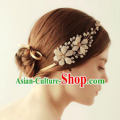 Chinese Traditional Bride Hair Accessories Baroque Princess Wedding Headband Hair Clasp for Women