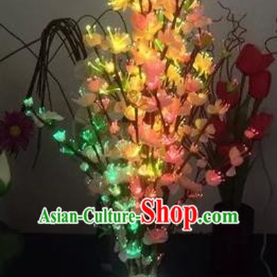 Chinese Traditional Electric LED Flowers Lantern Desk Lamp Home Decoration Pink Peach Blossom Lights