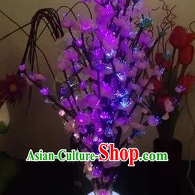 Chinese Traditional Electric LED Flowers Lantern Desk Lamp Home Decoration Purple Peach Blossom Lights