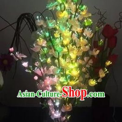 Chinese Traditional Electric LED Flowers Lantern Desk Lamp Home Decoration Yellow Peach Blossom Lights