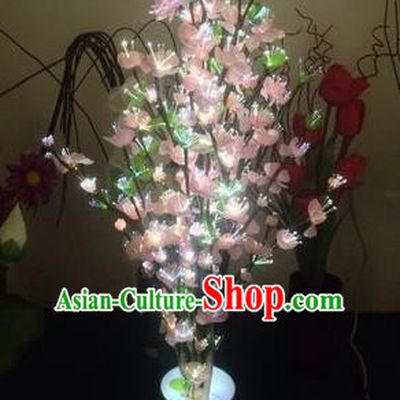 Chinese Traditional Electric LED Pink Flowers Lantern Desk Lamp Home Decoration Peach Blossom Lights