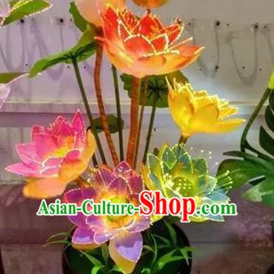 Chinese Traditional Electric LED Lotus Lantern Desk Lamp Home Decoration Lights