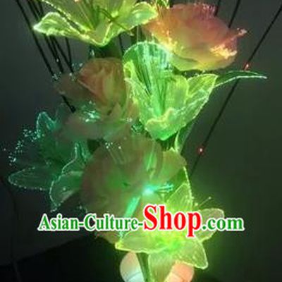 Chinese Traditional Electric LED Greenish Lily Flowers Lantern Desk Lamp Home Decoration Lights