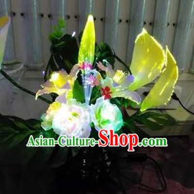 Chinese Traditional Electric LED Common Callalily Lantern Desk Lamp Home Decoration Lights