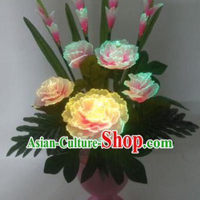 Chinese Traditional Electric LED Yellow Peony Lantern Desk Lamp Home Decoration Lights Loudspeaker Box