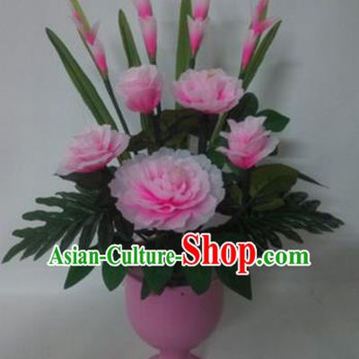 Chinese Traditional Electric LED Pink Peony Lantern Desk Lamp Home Decoration Lights Loudspeaker Box