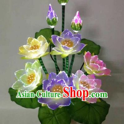 Chinese Traditional Electric LED Lotus Lantern Desk Lamp Home Decoration Lights
