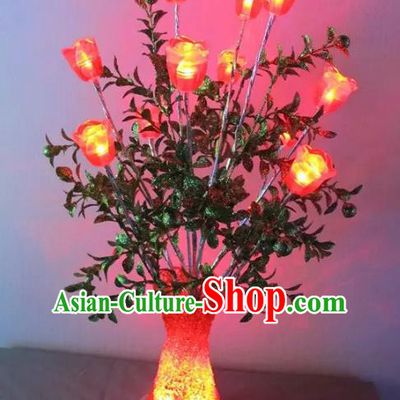 Chinese Traditional Electric LED Rose Lantern Desk Lamp Home Decoration Lights