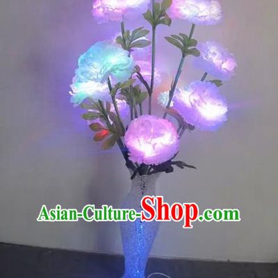 Chinese Traditional Electric LED Peony Flowers Lantern Desk Lamp Home Decoration Lights