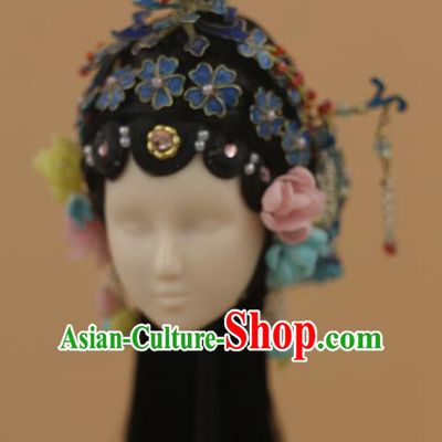 Chinese Traditional Silk Figurine Doll Hair Accessories Hairpins Ancient Beijing Opera Actress Headwear