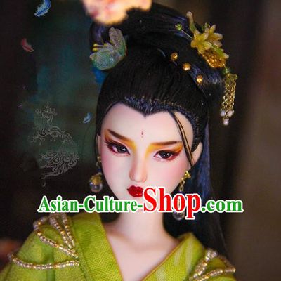 Chinese Traditional Silk Figurine Doll Hair Accessories Hairpins Ancient Imperial Princess Headwear