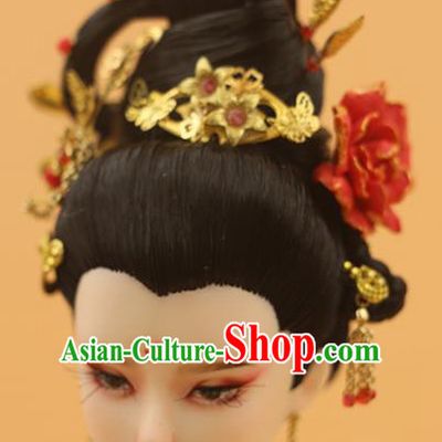 Chinese Traditional Silk Figurine Doll Hair Accessories Hairpins Ancient Imperial Concubine Headwear