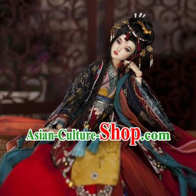 Chinese Traditional Silk Figurine Doll Hair Accessories Hairpins Ancient Tang Dynasty Princess Headwear