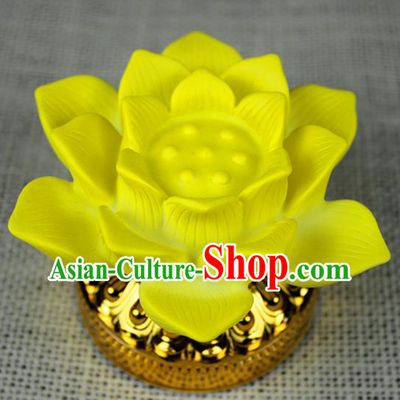 Chinese Traditional Electric LED Yellow Lotus Lantern Desk Lamp Flowers Lights