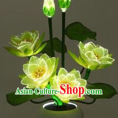 Chinese Traditional Electric LED Lotus Lantern Desk Lamp Buddhist Prayer Room Lights