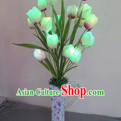 Chinese Traditional Electric LED Lantern Desk Lamp Home Decoration Tulipa Flowers Lights
