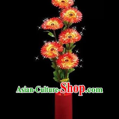 Chinese Traditional Electric LED Lantern Desk Lamp Home Decoration Red Daisy Flowers Lights