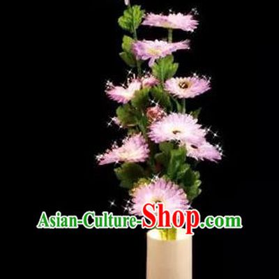 Chinese Traditional Electric LED Lantern Desk Lamp Home Decoration Pink Daisy Flowers Lights