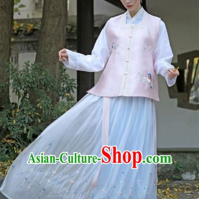 Traditional Chinese Ancient Princess Hanfu Clothing, China Ming Dynasty Palace Lady Embroidered Costume for Women