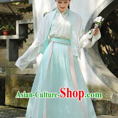 Traditional Chinese Song Dynasty Young Lady Hanfu Embroidered Costume Complete Set for Women