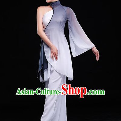 Traditional Chinese Classical Yangge Dance White Uniforms, China Yangko Dance Clothing for Women