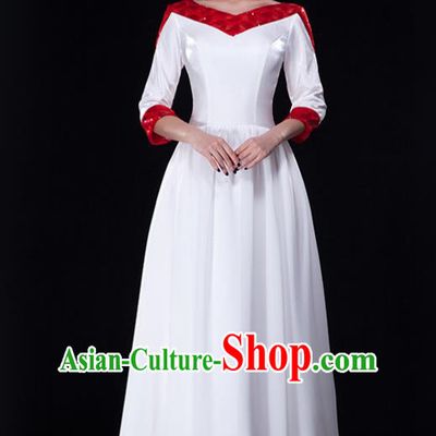 Traditional Chinese Modern Dance Costume, Opening Dance Chorus Singing Group Dress Clothing for Women