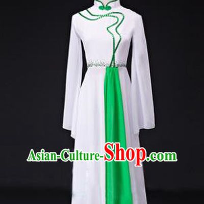 Traditional Chinese Classical Lotus Dance Costume, China Yangko Dance Green Clothing for Women