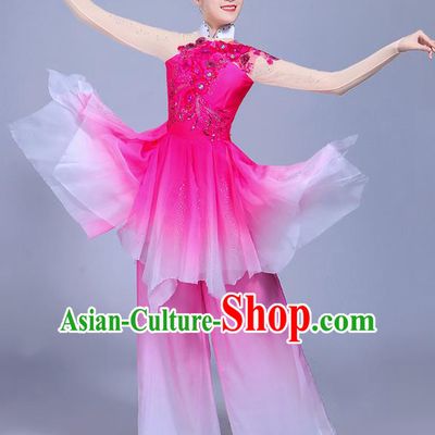 Traditional Chinese Classical Umbrella Dance Costume, China Yangko Folk Dance Yangge Clothing for Women
