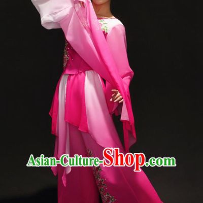 Traditional Chinese Classical Dance Umbrella Dance Water Sleeve Costume, China Folk Dance Yangko Clothing for Women